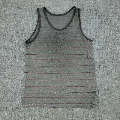 Quiksilver Tank Top Shirt Men's Small Gray Striped Sleeveless Patch Logo Adult S • $8.39