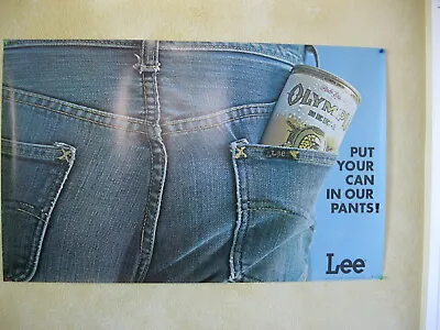 Vintage NOS In Store Promotional Lee Jeans Poster 70's Olympia Beer • $29.99