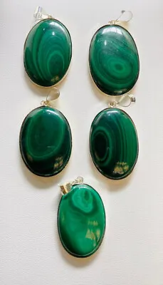 The Stunning Natural Malachite Cabs Silver 925 Pendant • £18.99