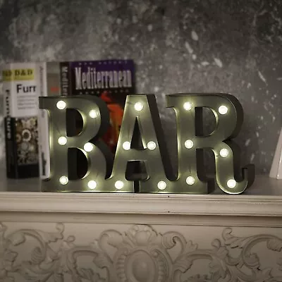 LED Bar Sign Battery Man Cave Metal Rustic Barrel Old Style Light Up Illuminated • $37.03