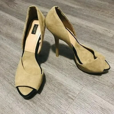 Zara Basic Open Toe Suede Stiletto Heels Size 40/ 9.5 • $35