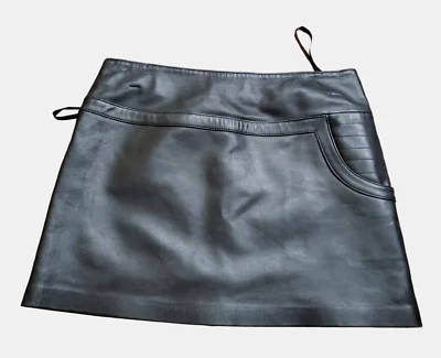 $29.99 • Buy Elements By Vakko Womens Black Leather Mini Skirt Size 4 Inseam 13.5