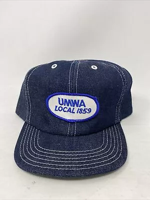 Vintage UMWA Local 1859 Patch Denim Snapback Trucker Hat USA United Mine Workers • $24.99