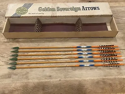 Vintage 1960’s Ben Pearson Golden Sovereign Warrior Arrows Zwickey Broadhead Box • $250