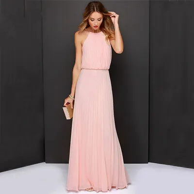 £19.99 • Buy Lace Long Chiffon Evening Formal Ball Gown Prom Bridesmaid Maxi Dress 8-18
