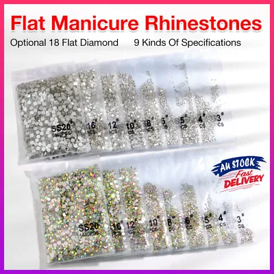 1440PCS Glitter Rhinestones Crystal Clear Flat Bottom Glass Nail Art Nail Drill • $2.89