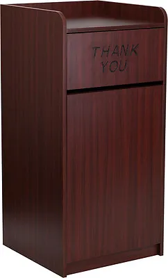 $737.95 • Buy 2 PACK  Restaurant Trash Can Receptacles In Mahogany - Wood Tray Top Receptacle