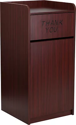 $584.95 • Buy 2 PACK  Restaurant Trash Can Receptacles In Mahogany - Wood Tray Top Receptacle