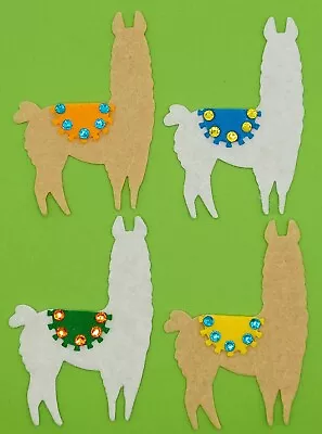 4 Felt Llamas. Hand Embellished With Gems. Diet Cut Felt Toppers Embellishment. • £4.35