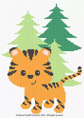 Crochet Patterns - RAINFOREST BABY TIGER Graph Afghan Pattern  • $6.95