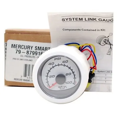 Mercury 79-879916K11 Black/White/Red/Gray Smartcraft Boat Oil Pressure Gauge • $60.33