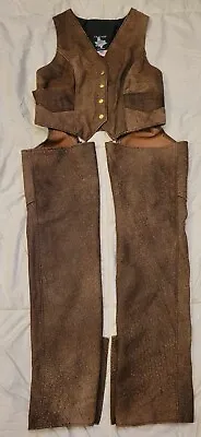 Woman's Leather Vest 9/10 & Chaps Small S&S Cycle Vintage Made In USA Like New • $110