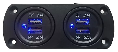 Dual Usb 4.2a Charger X 2 Power Outlet Socket Flush Mount 4x4 Car Marine Au • $27.95