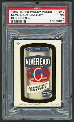 1982 / 85 Topps Wacky Packages Sticker Irish Series #17 Neveready Battery PSA 7 • $72.89