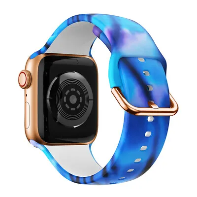 $16.65 • Buy 38/42mm 40/44mm Silicone Print Band Sports Strap For Apple Watch SE 6 5 4 3 8 7