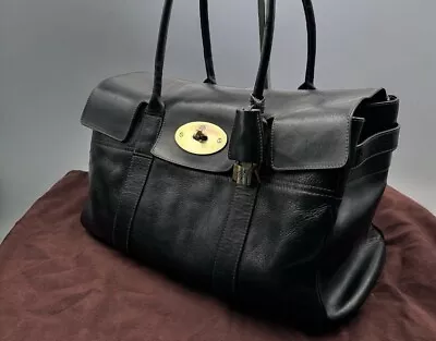 Mulberry Bayswater Leather Black Turn Lock Gold Hardware Shoulder Bag From Japan • $278.72