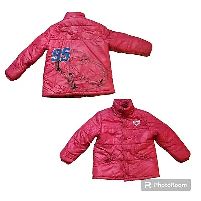 Vintage Disney Pixar Red Cars Puffer Coat Winter Jacket M 7/8 Lightning Mcqueen • $23.95