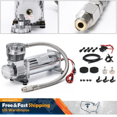 Air Ride Compressor Train Horn Lowrider Bags Suspension Chrome 12v 200psi 480C • $119.90