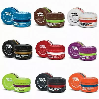 £7.99 • Buy NISH MAN Aqua Series Hair Styling Gel Wax Men Hair Nishman Strong Hold Texture