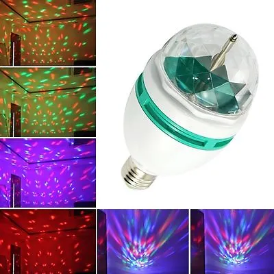 3W E27 RGB Color Rotating LED Bulb DJ Disco Club Stage Light Halloween XmasParty • $4.98