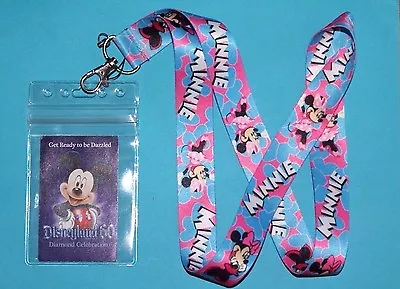 Disney Minnie Mouse Lanyard Pin Fastpass Id Holder Ziplock Badge Key Mp3 New ! • $5.49