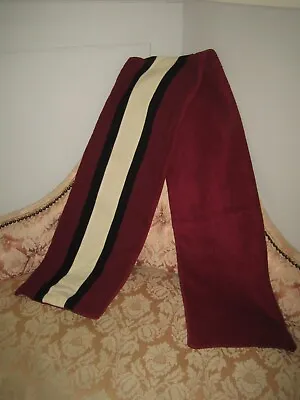 £24.99 • Buy Maroon, Black White Stripe - Long School Uni Scarf - Wool One Side + Fleeced