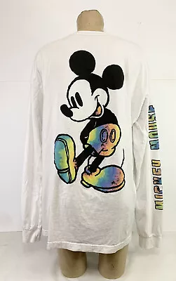 Disney Mickey Mouse White Shirt XL X Large 24  Long Sleeves Pastel Tye Dye • $19.99