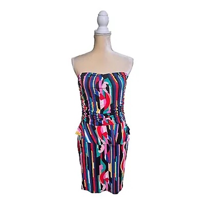 VOOM By Joy Han Avery Strapless Mini Dress Size L Large Multicolor Stripe • $26.99