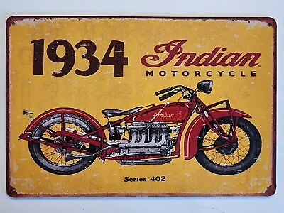 Tin Signs Decorative Sign '1934 Indian Motorcycles' Size 12  X 8  Bar Metal  • $13.95