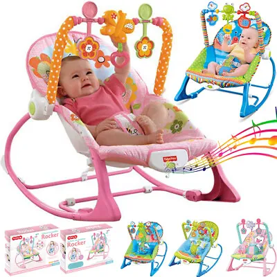 Baby Infant To Toddler Vibration Bouncer Rocker Swing Chair Soft Soothing Music • £29.90
