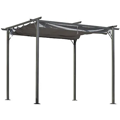 Outsunny 3x3m Outdoor Pergola Metal Gazebo Porch Awning Retractable Canopy • £249.99