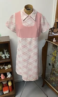 Vintage Crimplene Pink Mod 60s Dress By Carlyle • £25