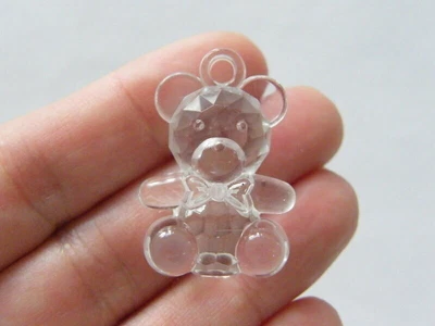 £2.30 • Buy 8 Teddy Bear Pendants Faceted Clear Acrylic P83