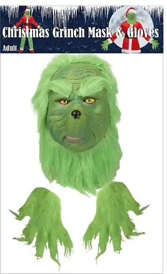 Grinch Stole MASK & GLOVES Christmas Party Prop Cosplay Costume Halloween • $31.99