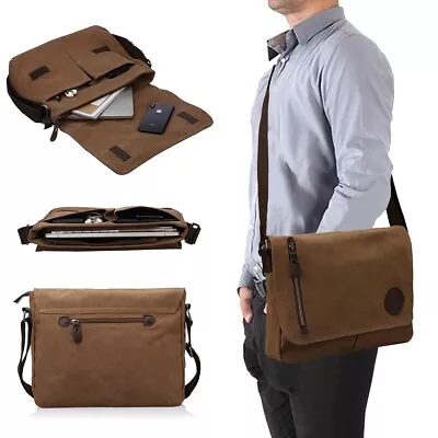 Retro Vintage Military Canvas Bag Satchel Shoulder Messenger School Travel Bags • $58.99