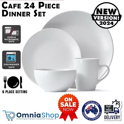 24 Pieces Dinner Set Home Stoneware Kitchen Starter Kit White Plates Bowls Mugs • $48.97