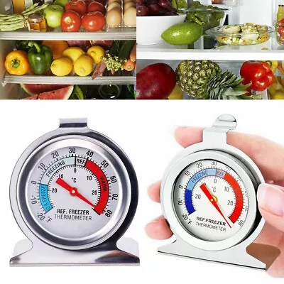 £4.39 • Buy Stainless Steel Fridge Freezer Dial Thermometer Temperature Gauge Stands & Hangs