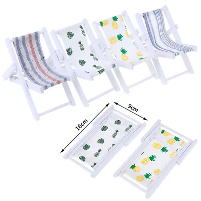 1/6 Scale Dollhouse Miniature Beach Seaside Deck Chairs Fold Outdoor Furniture • $6.99