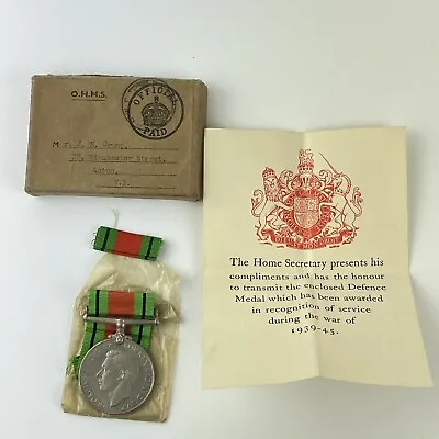 WW2 Boxed Defence Medal J N Crump Acton World War Two • £49