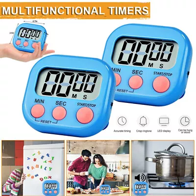 2Pack Magnetic LCD Digital Kitchen Cooking Timer Count-Down Up Clock Loud Alarm • $9.20