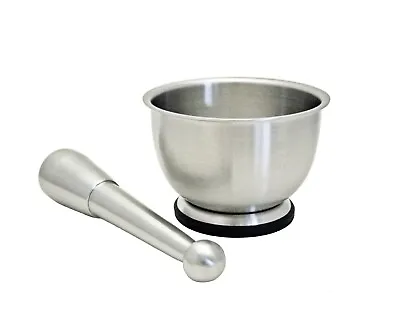 StainlessLUX 75551 Large Brushed Stainless Steel Mortar And Pestle Set 18-Ounce • $28.99