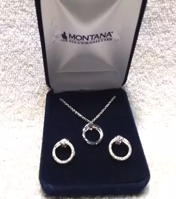 Montana Silversmiths Circle Diamond Silver Jewelry Set With Box Mint !!!  JS4381 • $59.99