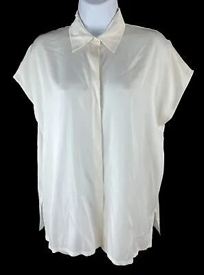 Women's Vince Ivory Short Sleeve Silk Button Down Blouse Top Size S • $39.99