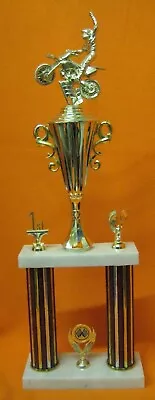Motorcycle Motocross Dirt Bike Trophy 23” Tall 1st Place 90's Era Free Shipping • $64.99