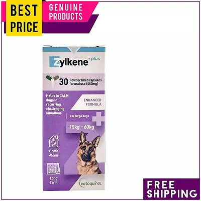 Zylkene Plus Calming Nutritional Supplement 30 Capsules For Dogs 15-60 Kg • $119.95