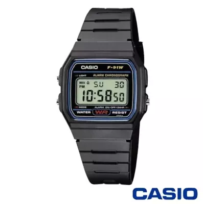 £7.49 • Buy Genuine Casio F91W Classic Digital RETRO Sports Alarm Stopwatch Black Watch NEW