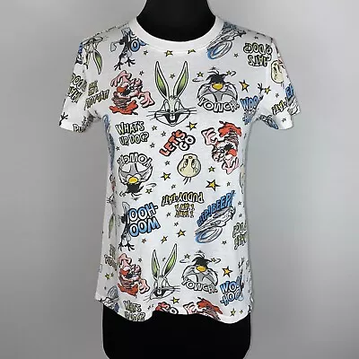 Looney Tunes T-Shirt Juniors XS Graphic Colorful Cartoon Bugs Bunny Tweety Bird • $21.24