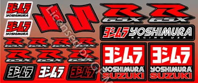 Suzuki GSXR Yoshimura Metallic Exhaust Decals Sheet 19 Stickers Set Laminat /232 • $11.66