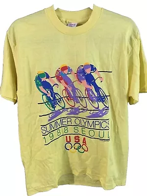 VTG NWT 80s DEADSTOCK USA 1988 XXIV Summer Games Olympics Calgary Seoul Shirt L • $34.95