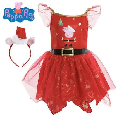 Toddler Peppa Pig Fairy Dress Fancy Christmas Costume Childs Girls Kids Santa • £7.99